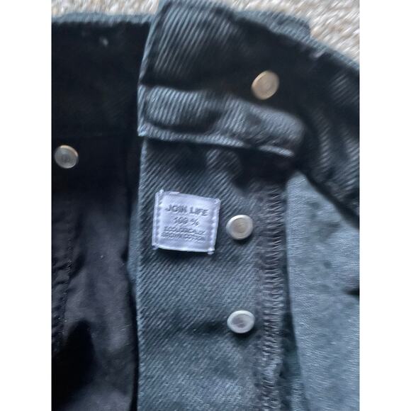 Zara Womens/Teen Black Mini Denim Skirt Button up fly Destressed Hem Size Medium - Picture 6 of 8